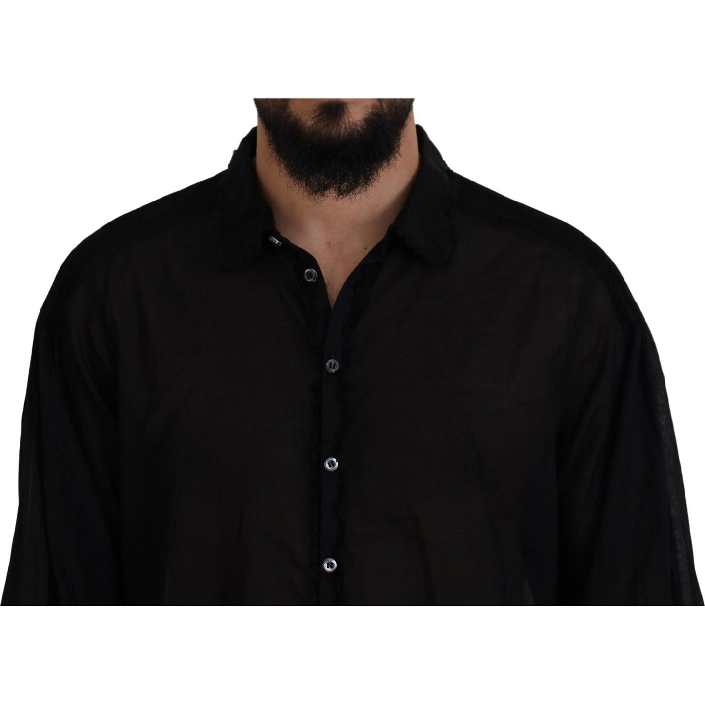 Dsquared² Black Cotton Collared Long Sleeves Formal Shirt TSH83555-48