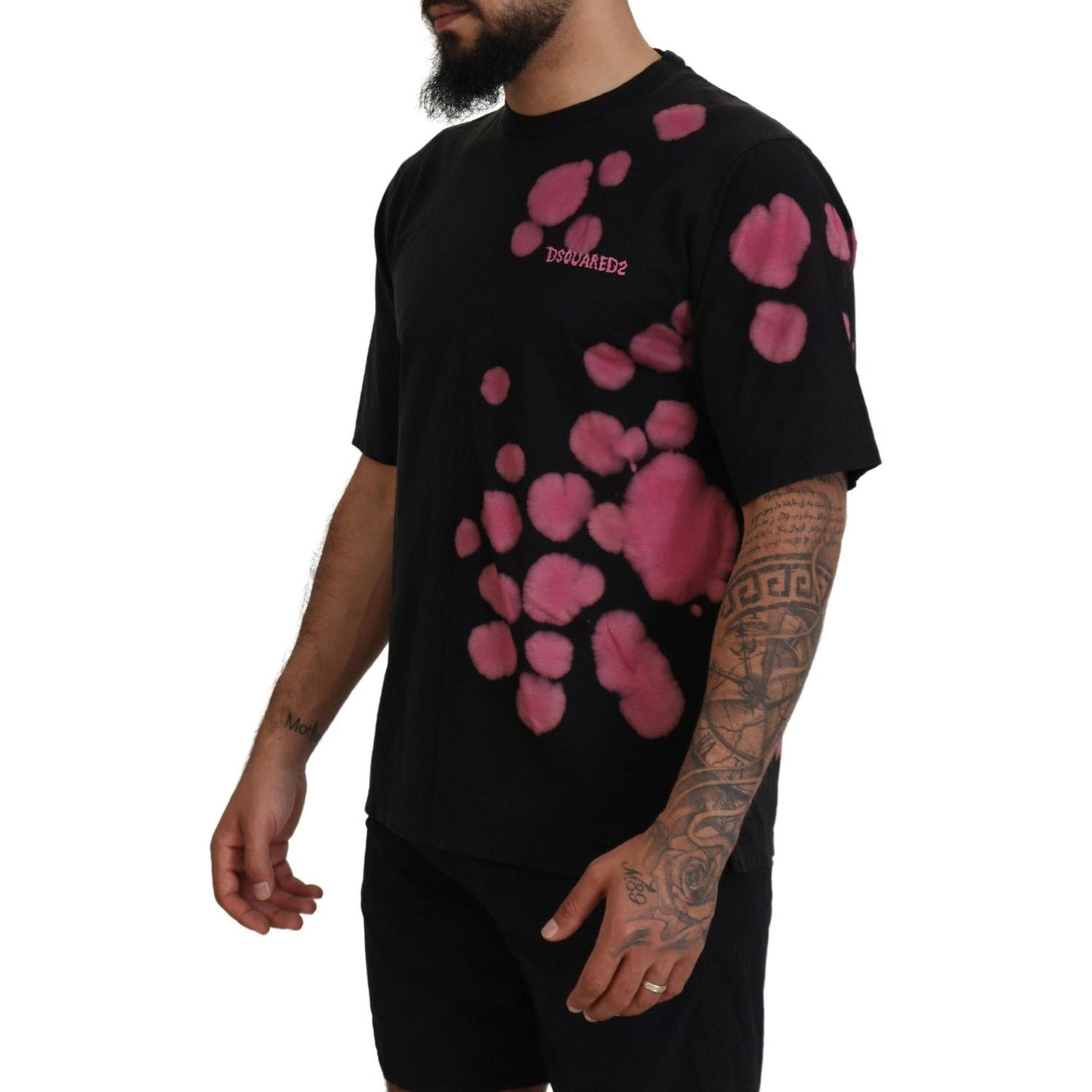 Dsquared² Black Pink Cotton Short Sleeves Crewneck T-shirt TSH83506-48