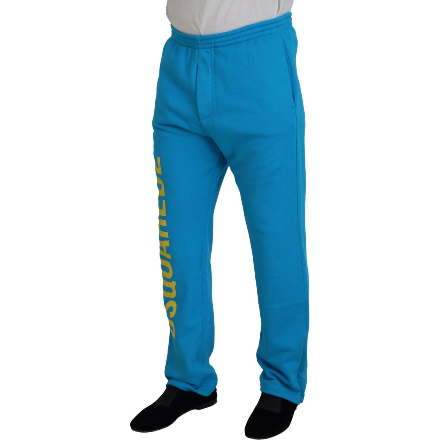 Dsquared² Light Blue Cotton Logo Print Casual Pants PAN74378-48
