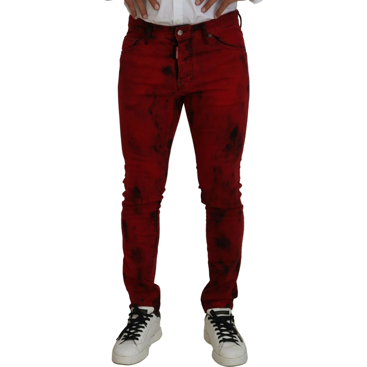 Dsquared² Red Cotton Tie Dye Skinny Casual Men Denim Jeans PAN74445-48