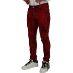 Dsquared² Red Cotton Tie Dye Skinny Casual Men Denim Jeans PAN74445-48