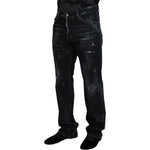 Dsquared² Black Crystal Embellished Tattered Denim Jeans PAN74469-48