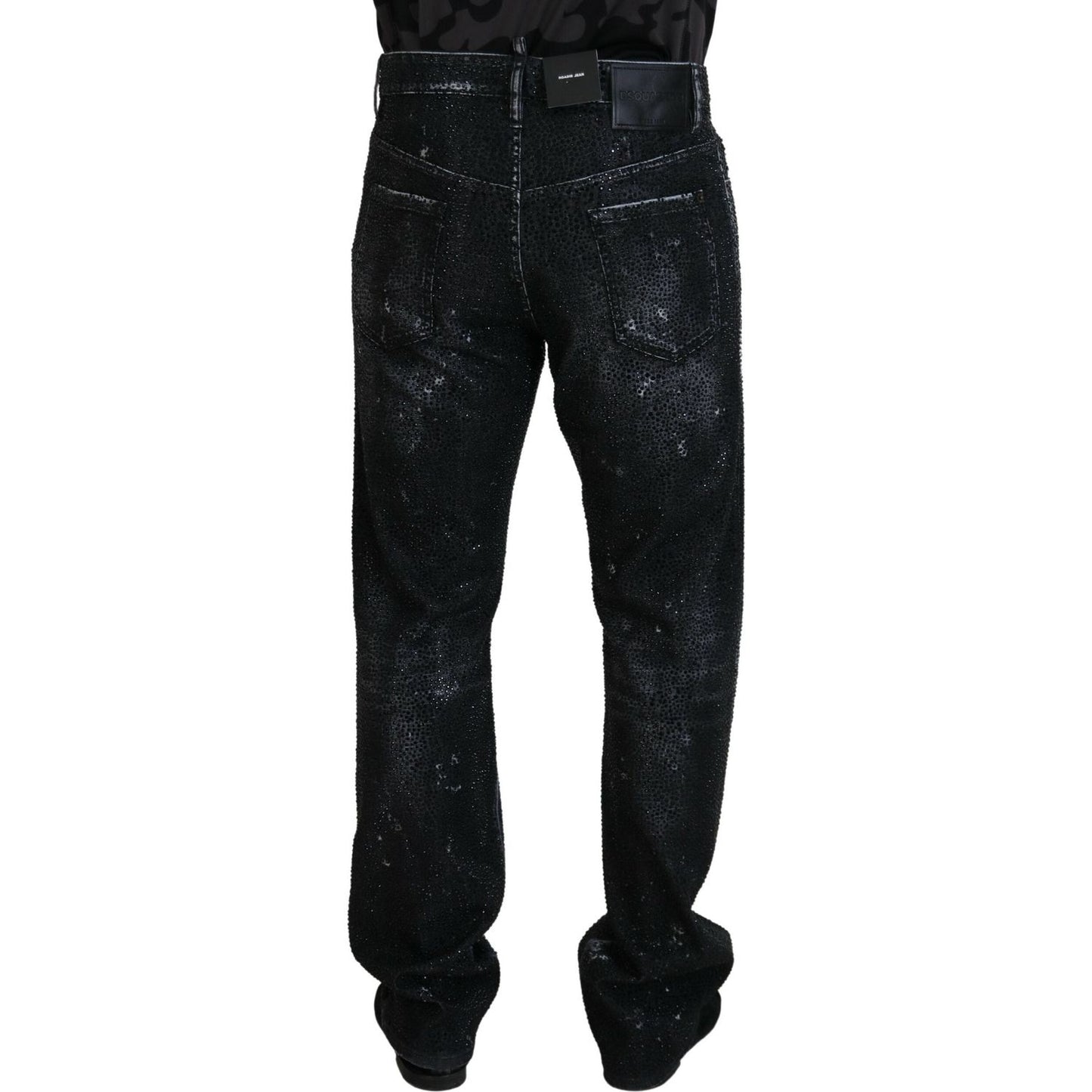 Dsquared² Black Crystal Embellished Tattered Denim Jeans PAN74469-48