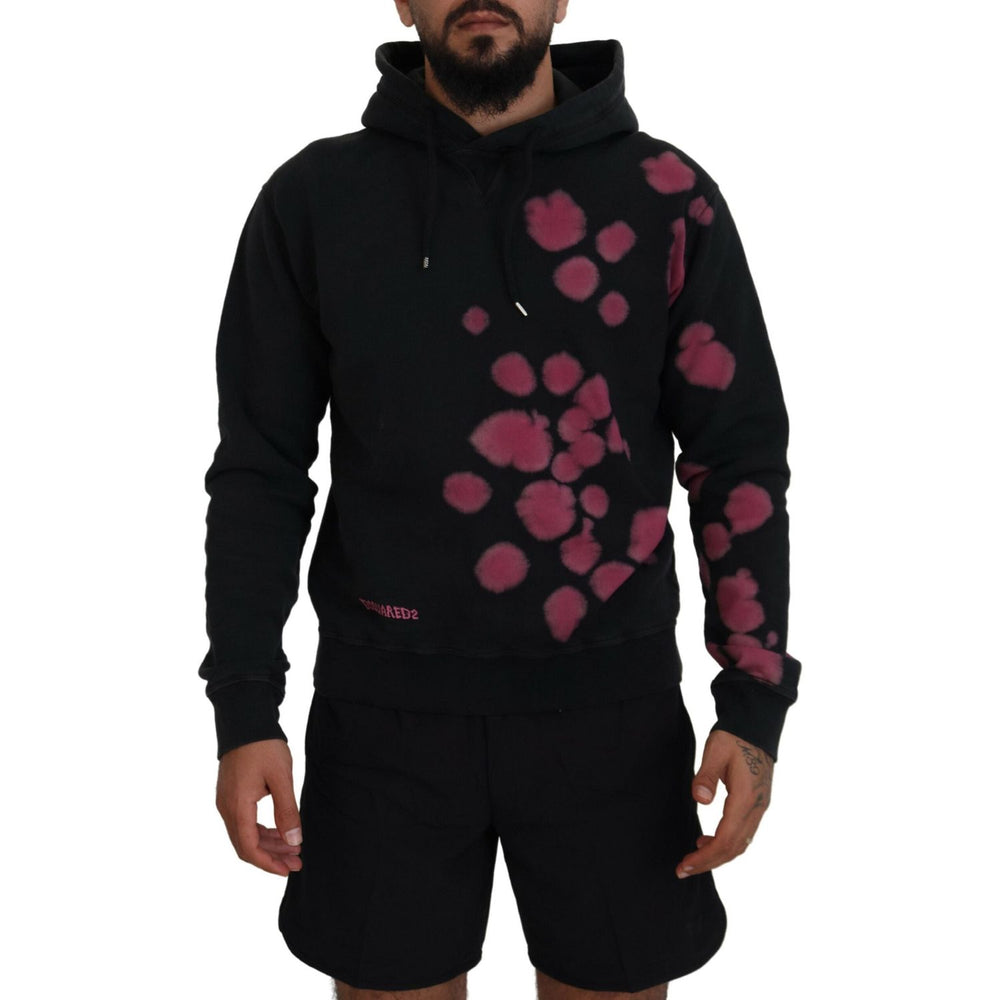 Dsquared² Black Tie Dye Cotton Hooded Sweatshirt Sweater TSH83475-48