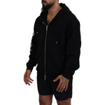 Dsquared² Black Hooded Full Zip Printed Sleeves Sweater Dsquared² Black