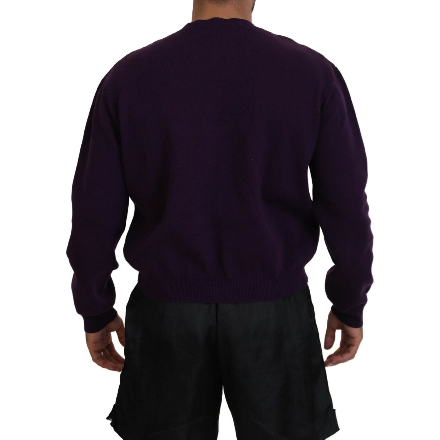 Dsquared² Purple Cotton Printed Men Pullover Sweater TSH83540-48