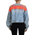 Dsquared² Orange Blue Panelled Button Front Denim Jacket Dsquared² Dark Slate Gray