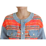Dsquared² Orange Blue Panelled Button Front Denim Jacket Dsquared² Rosy Brown