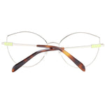 Emilio Pucci Silver Women Glasses Frame with metal cat eye style, full-rim, and plastic demo lenses, shown with branded case.