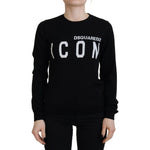 Dsquared² Black Virgin Wool Logo Print Long Sleeves Sweater