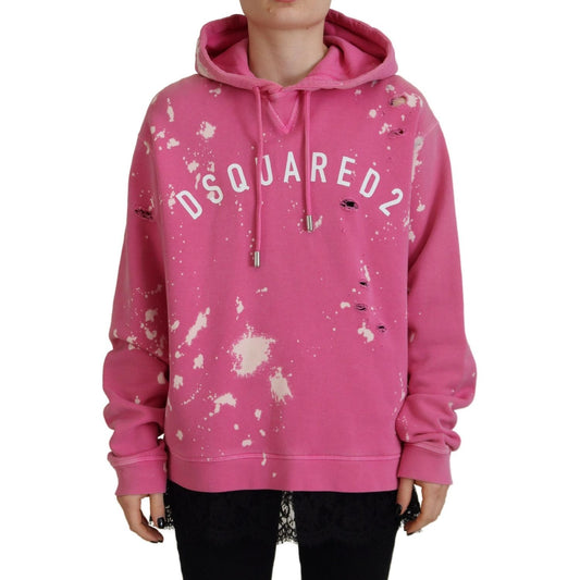 Dsquared² Pink Logo Print Cotton Hoodie Sweatshirt Sweater TSH83463-38