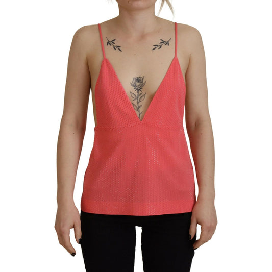Dsquared² Pink Sleeveless Spaghetti Strap Cami V-neck Top TSH83418-38