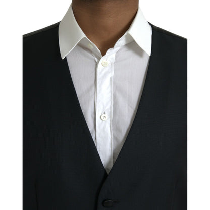 Dolce & Gabbana Black Wool Waistcoat Dress Formal Vest