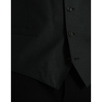 Dolce & Gabbana Black Wool Waistcoat Dress Formal Vest