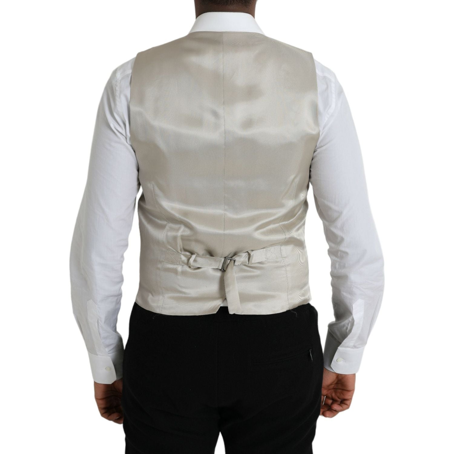 Dolce & Gabbana Light Gray Wool Formal Dress Waistcoat Vest