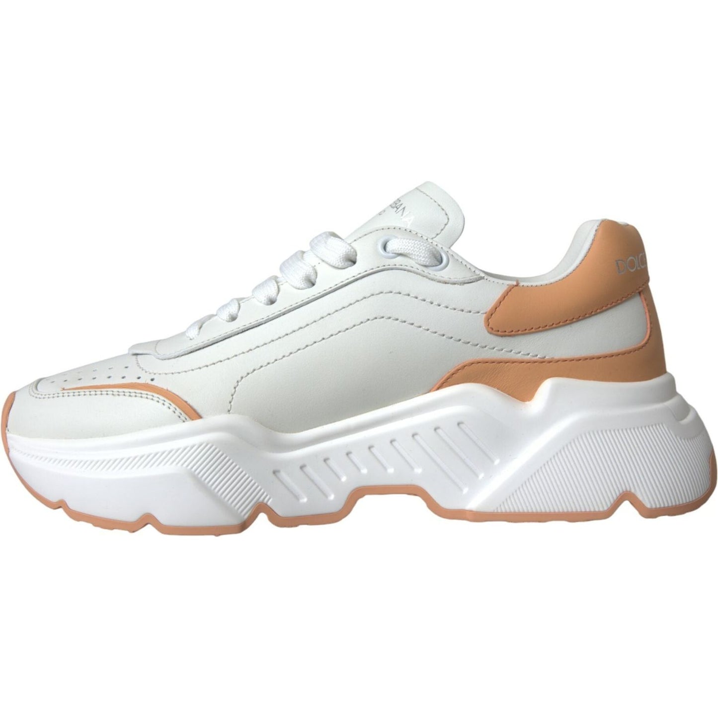 Dolce & Gabbana White Peach DAYMASTER Leather Sneakers Shoes