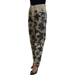 Dsquared² Beige Leaves Cotton High Waist Denim Jeans Boston PAN74517