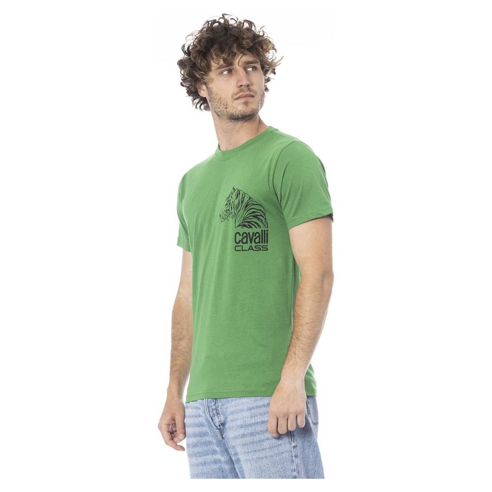 Cavalli Class Green Cotton T-Shirt