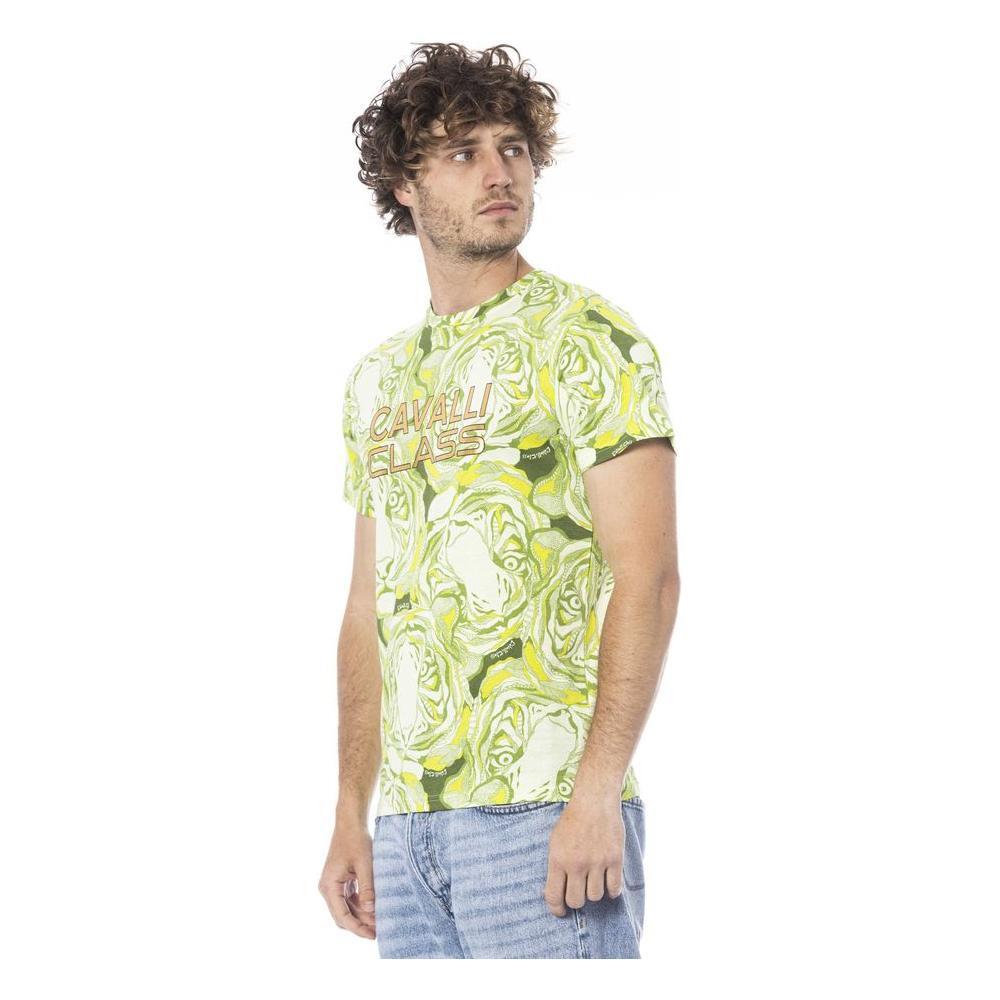 Cavalli Class Green Cotton Men T-Shirt