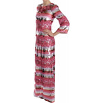Dolce & Gabbana Pink Floral Sequined Crystal Gown Dress DR1679-40