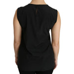 Dolce & Gabbana Black Silk DG Family Crystal Sleeveless Top TSH4291-40