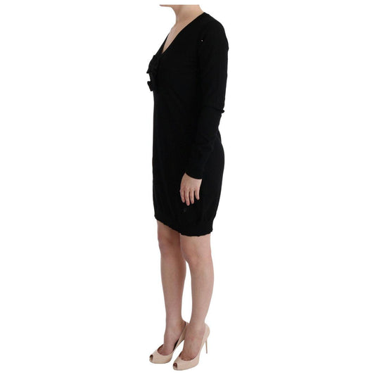MARGHI LO' Black Wool Long Sleeve Shift Dress TUI10026-2
