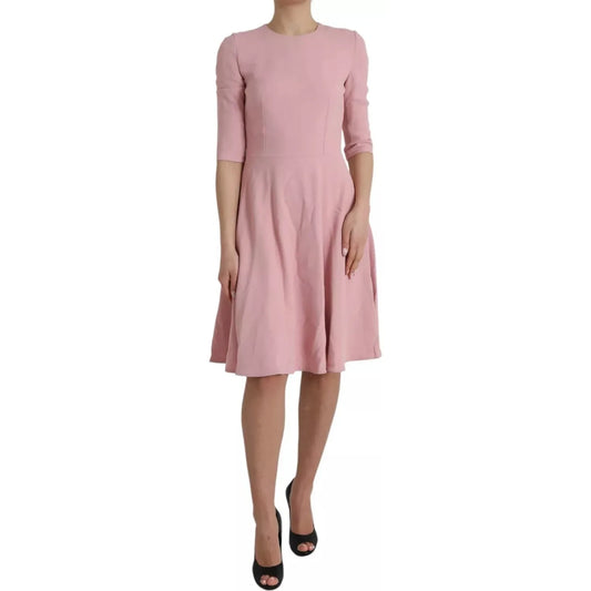 Dolce & Gabbana Pink A-line Flare Viscose Short Sleeves Dress DR281183-42