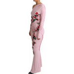 Dolce & Gabbana Pink Flower Embellished One Shoulder Dress DR28039