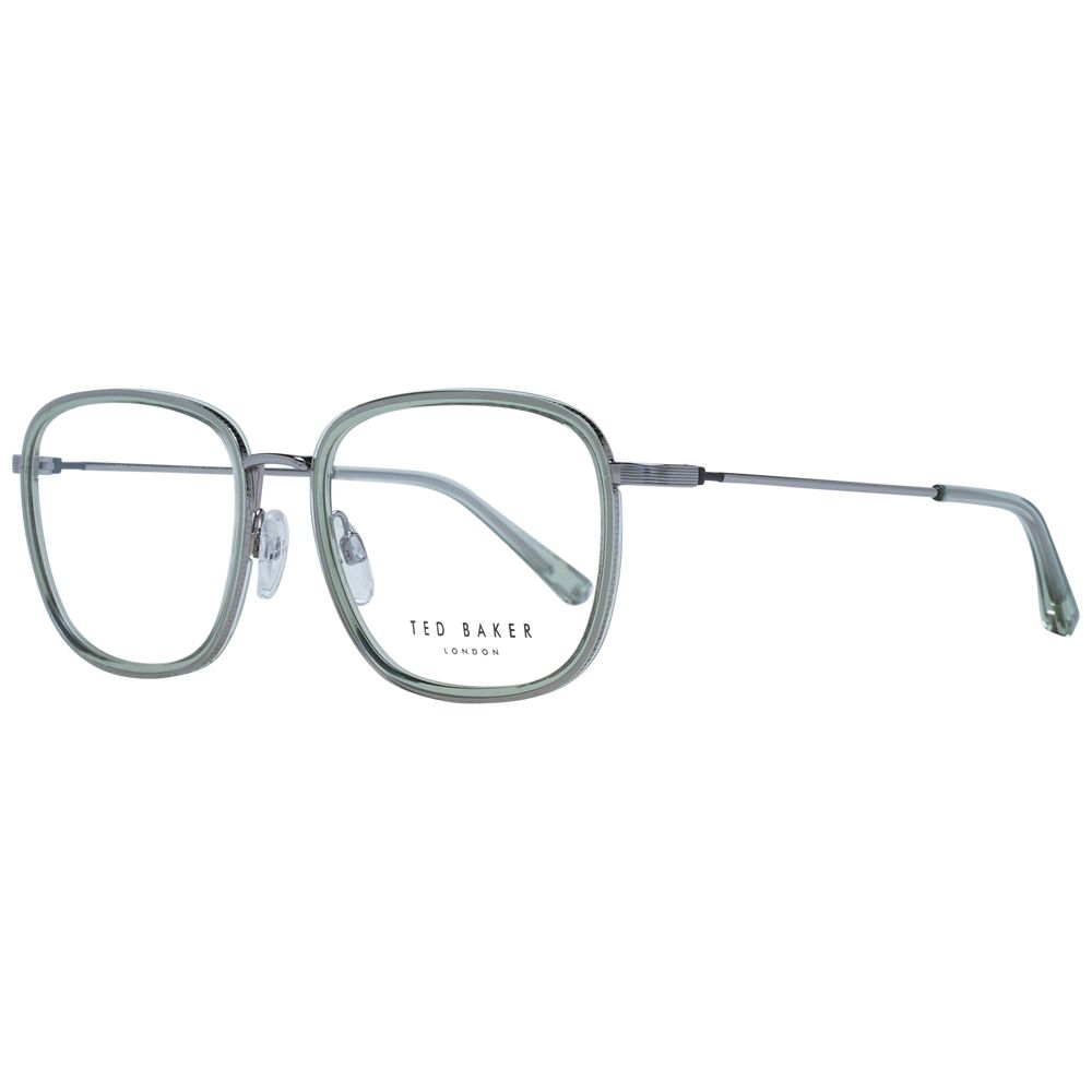 Ted Baker Green Men Glasses Frame, full-rim square design, metal, size 51-17-140, with demo lenses, includes branded case