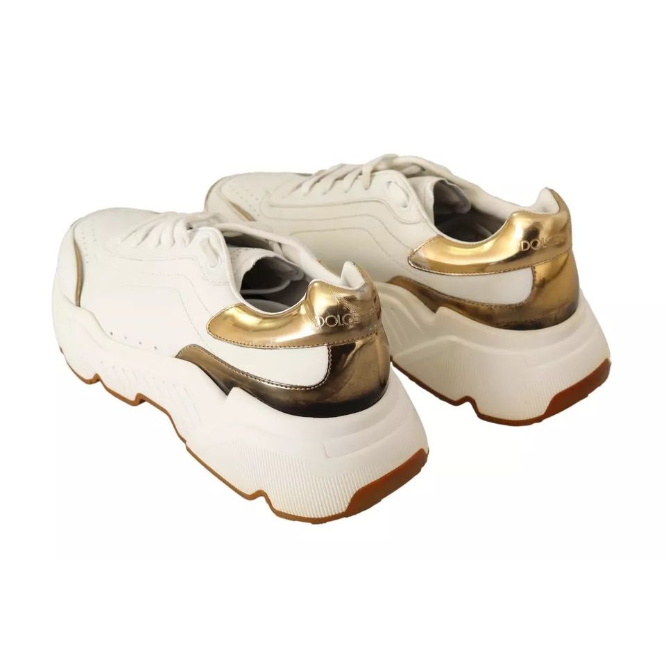 Dolce & Gabbana White Gold Leather Sport DAYMASTER Sneakers Shoes