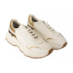 Dolce & Gabbana White Gold Leather Sport DAYMASTER Sneakers Shoes