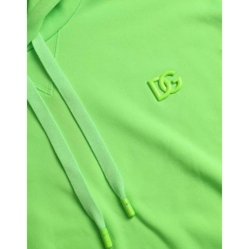 Dolce & Gabbana Neon Green Logo Pullover Hooded Sweatshirt Sweater