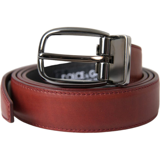 Dolce & Gabbana Brown Leather Silver Metal Buckle Belt Men BEL9178-95