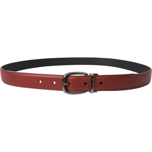 Dolce & Gabbana Brown Leather Silver Metal Buckle Belt Men BEL9178-95