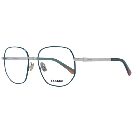 Sandro Green Women Glasses Frame with full-rim metal design, round style, and demo lenses. Includes branded case, size 54-17-135.