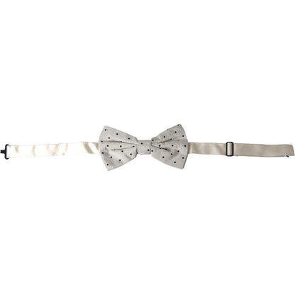 Dolce & Gabbana White Black Polka Dot Polyester Bow Tie Men