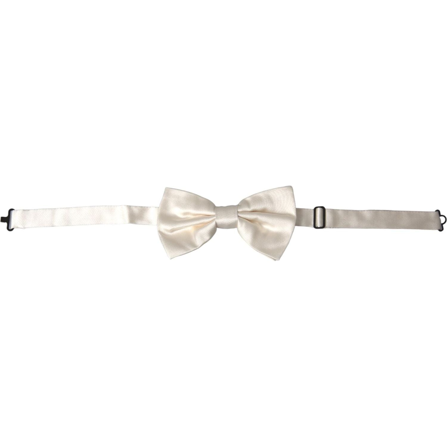Dolce & Gabbana Off White Silk Adjustable Neck Men Bow Tie