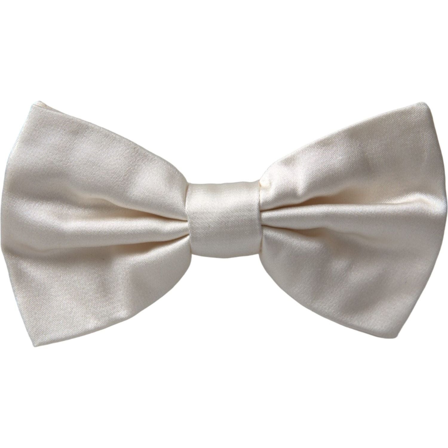 Dolce & Gabbana Off White Silk Adjustable Neck Men Bow Tie