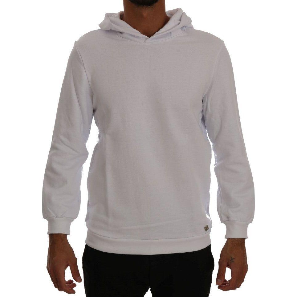 Daniele Alessandrini White Pullover Hodded Cotton Sweater
