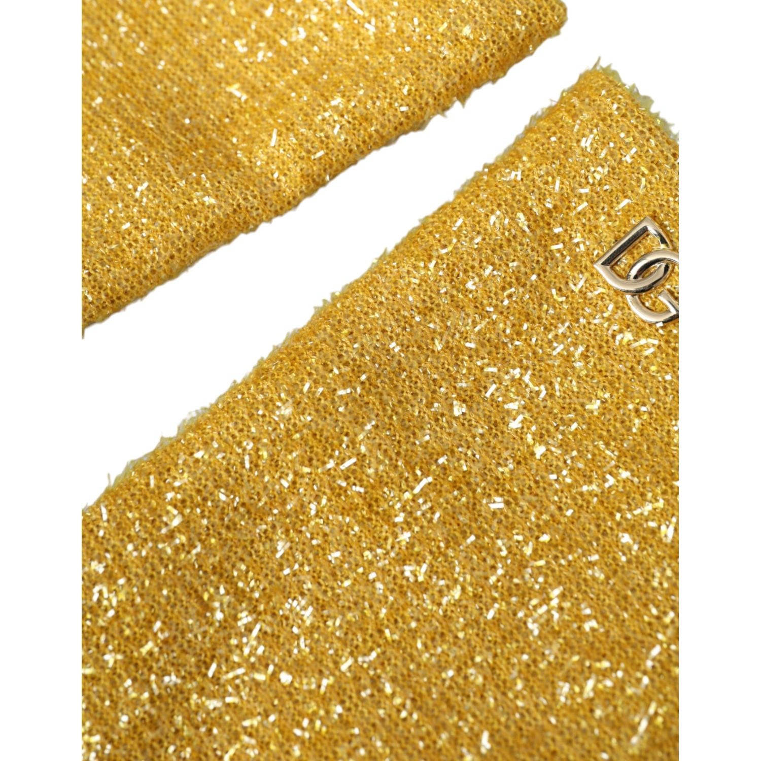 Dolce & Gabbana Gold Lurex Fantasia Mid Arm Length Gloves