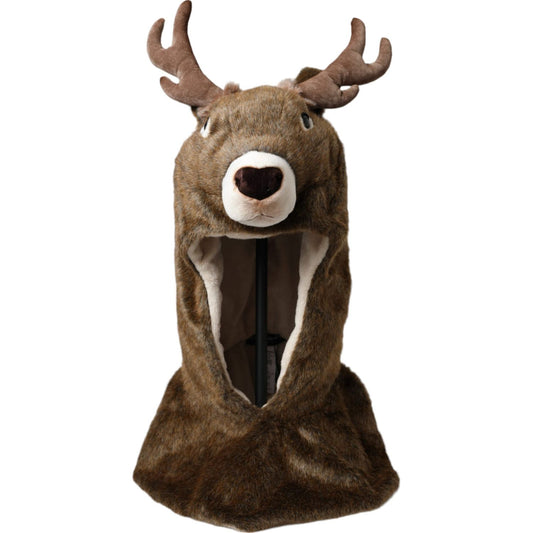 Dolce & Gabbana Brown Deer Faux Fur Whole Head Hat HAT9557