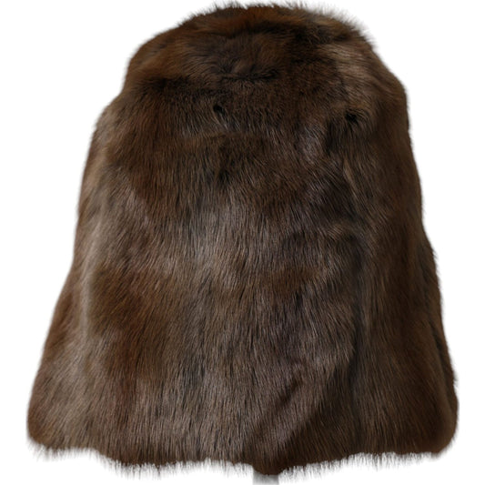 Dolce & Gabbana Brown Weasel Fur Womens Cashmere Hat Beanie HAT9562-58