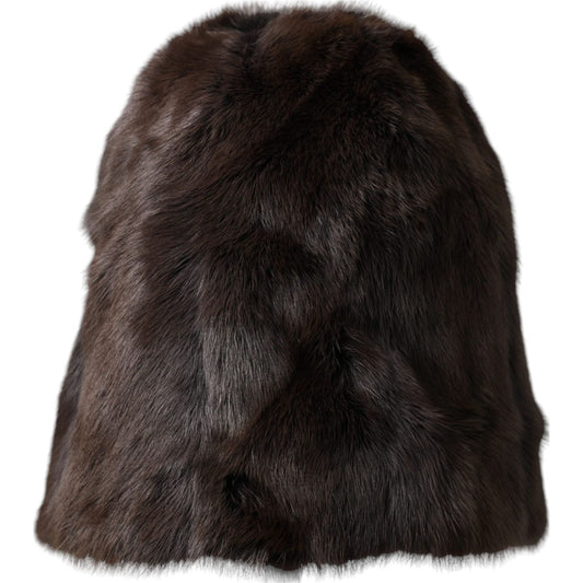 Dolce & Gabbana Brown Weasel Fur Womens Cashmere Hat Beanie HAT9563-58