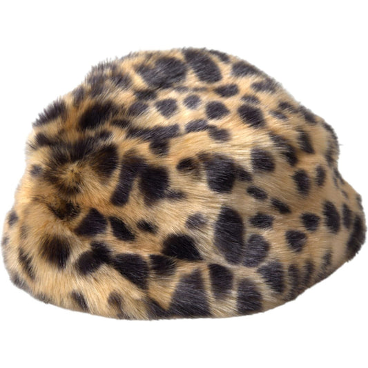 Dolce & Gabbana Brown Leopard Fur Women Bucket Hat HAT9583-57