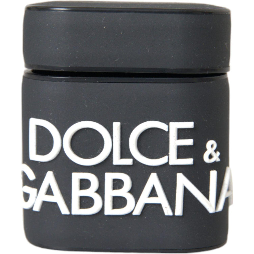 Dolce & Gabbana Black White Silicone Embossed Logo Airpods Case SMY22132
