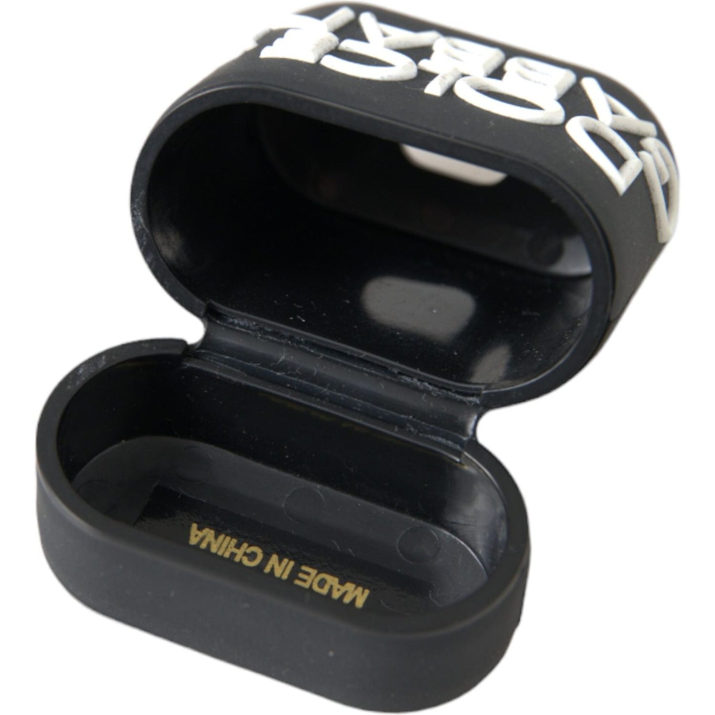 Dolce & Gabbana Black White Silicone Embossed Logo Airpods Case SMY22132