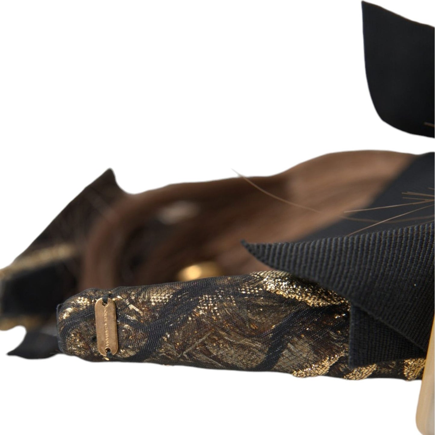 Dolce & Gabbana Black Crystal Button Brown Hair Women Headband Diadem SMY10229