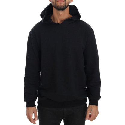 Daniele Alessandrini Black Gym Casual Hooded Cotton Sweater