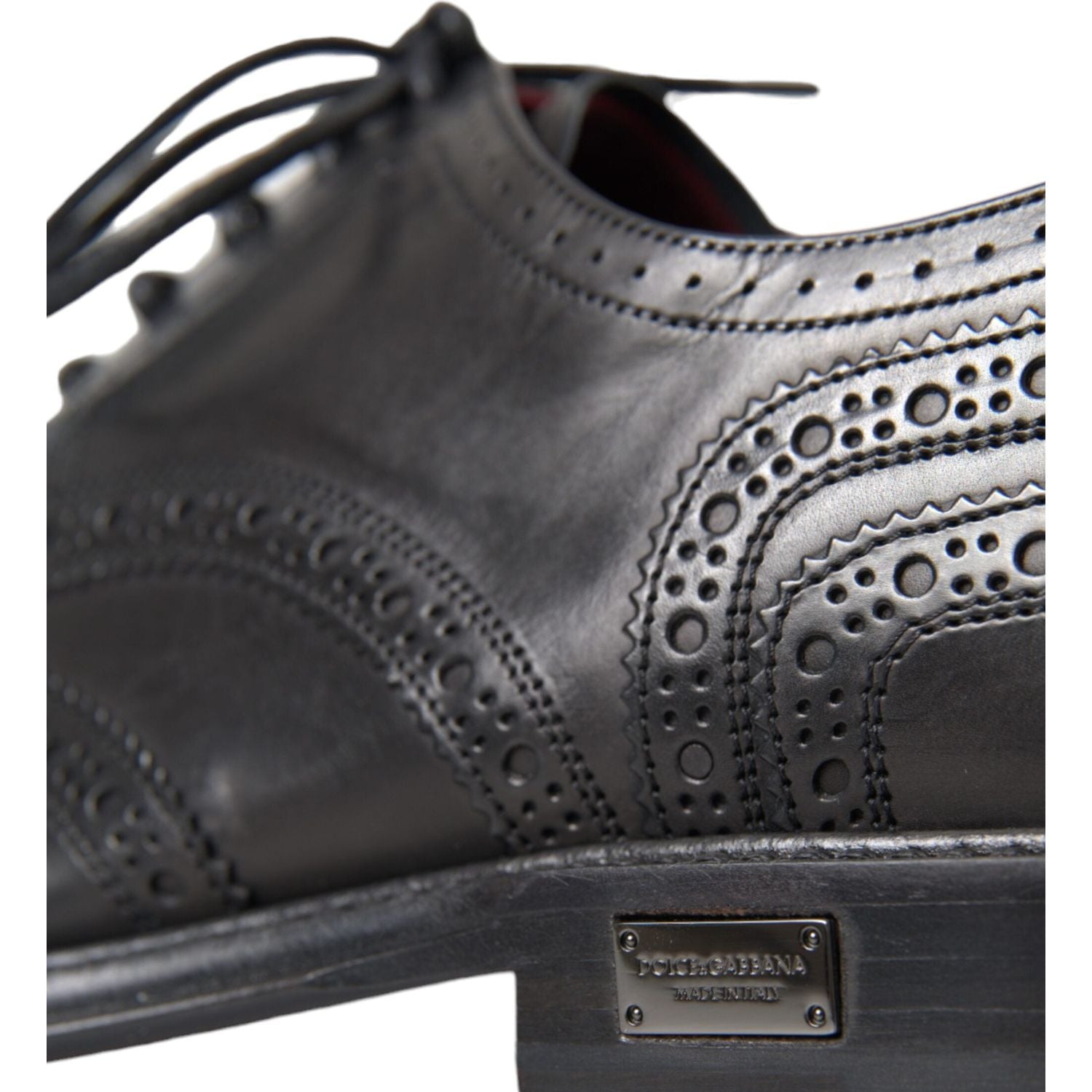 Dolce & Gabbana Black Leather Oxford Wingtip Formal Men Shoes