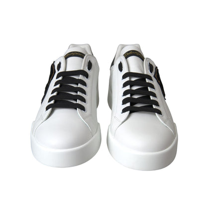 Dolce & Gabbana White Leather DG Logo Casual Low Top Sneakers Shoes